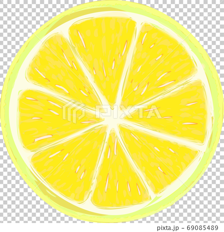 輪切りにしたフレッシュなレモンのイラストのイラスト素材