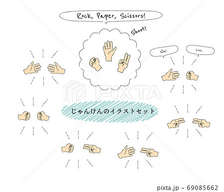 じゃんけんのイラストセット カラーのイラスト素材