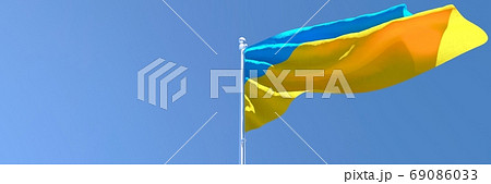 3D rendering of the national flag of Ukraine waving in the wind 3D rendering of the national flag of Ukraine waving in the wind 69086033