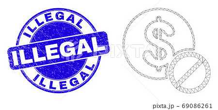Blue Grunge Illegal Seal and Web Carcass Forbidden Dollar 69086261