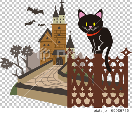 萬聖節城堡和黑貓 69086726