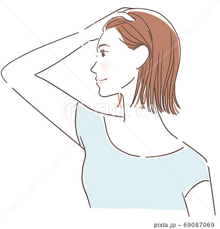 髪をかきあげる 女性のイラスト素材