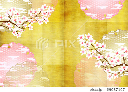 桜 和柄 年賀状 背景のイラスト素材