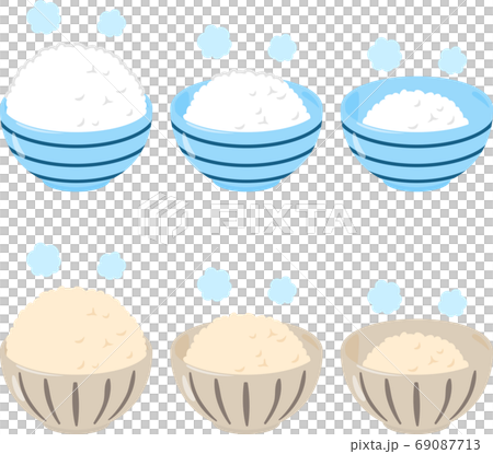 Large bowl of rice and small bowl of rice in rice bowl 69087713