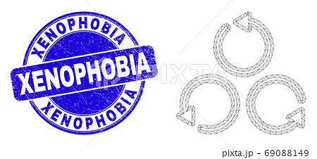 Blue Distress Xenophobia Stamp Seal and Web Mesh Different Rotation Blue Distress Xenophobia Stamp Seal and Web Mesh Different Rotation 69088149