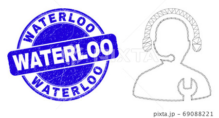 Blue Scratched Waterloo Stamp Seal and Web Carcass Call Center Serviceman Blue Scratched Waterloo Stamp Seal and Web Carcass Call Center Serviceman 69088221