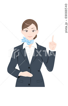 チェックポイント 指差し ビジネス スーツ 女性 上半身のイラスト素材