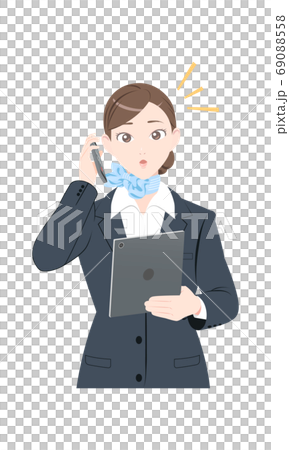 Phone Surprising Tablet Pose Business Suit Woman 69088558
