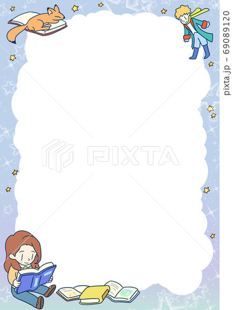 枠 フレーム 本のイラスト素材 6901