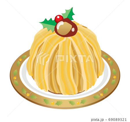 クリスマスチのショートケーキ モンブラン マロンのイラスト素材