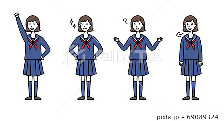 いろんなポーズのセーラー服の女子中高生 2 いろんなポーズのセーラー服の女子中高生 2 69089324