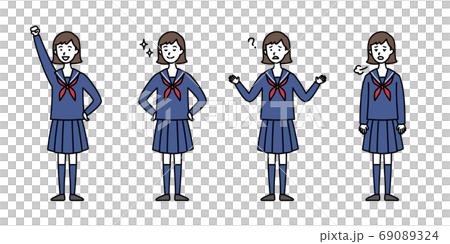 いろんなポーズのセーラー服の女子中高生 2 いろんなポーズのセーラー服の女子中高生 2 69089324