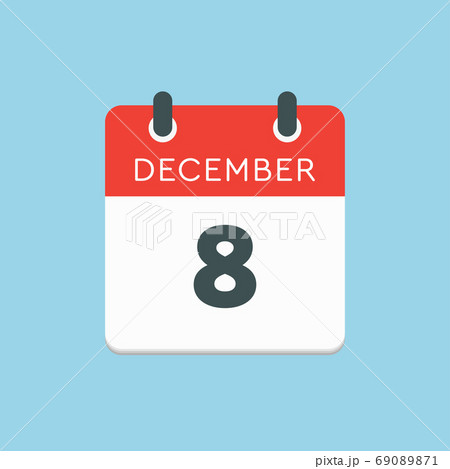 Calendar icon day 8 December, template icon day Calendar icon day 8 December, template icon day 69089871