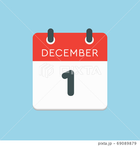 Calendar icon day 1 December, template icon day 69089879