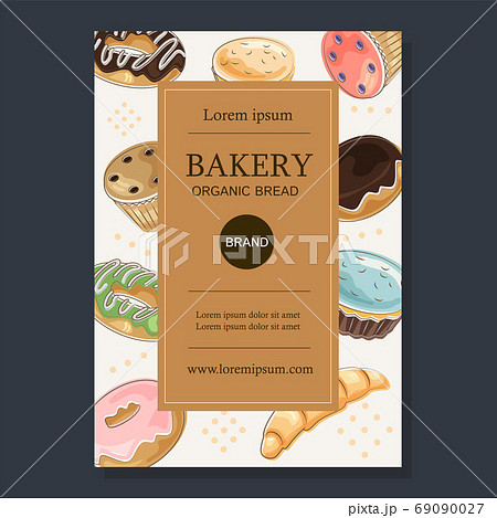 Bakery sale layout decorate with doodle style 69090027
