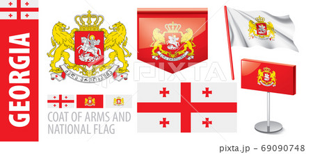 Vector set of the coat of arms and national flag of Georgia Vector set of the coat of arms and national flag of Georgia 69090748