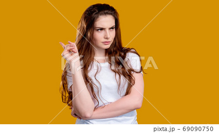 suspicious woman portrait distrust jealousy mad 69090750