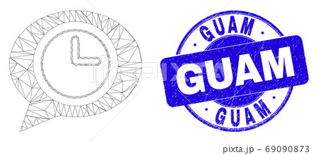 Blue Scratched Guam Stamp and Web Carcass Time Message Balloon 69090873