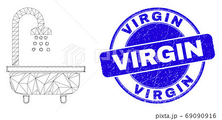 Blue Distress Virgin Stamp and Web Carcass Shower Bath 69090916
