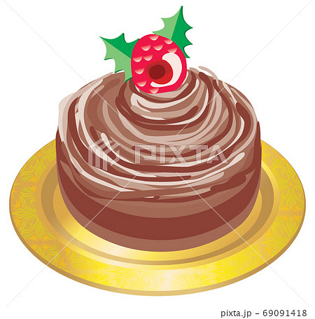 クリスマスのショートケーキ チョコのイラスト素材