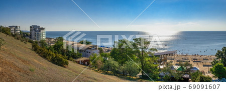 Public beach in Chernomorsk, Ukraine 69091607