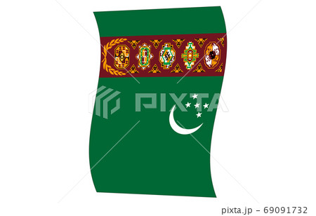 新世界の国旗2：3Ver縦波形　トルクメニスタン