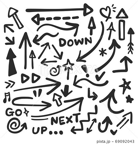 シンプルな手描きの矢印セット シンプルな手描きの矢印セット 69092043