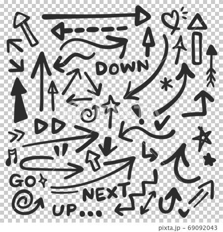 シンプルな手描きの矢印セット シンプルな手描きの矢印セット 69092043