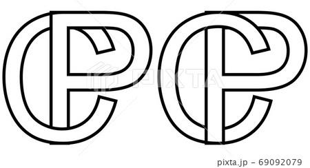 Logo Sign Pc Cp Icon Sign Two Interlaced のイラスト素材