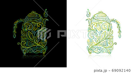 Floral teapot design Floral teapot design 69092140