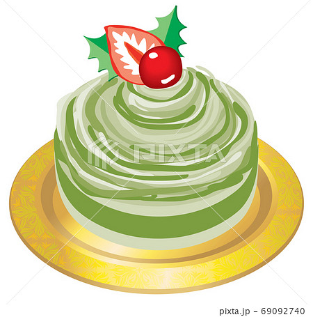 クリスマスのショートケーキ 抹茶のイラスト素材