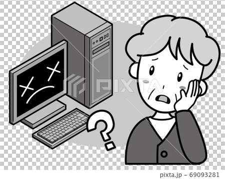 因計算機不動而遇到麻煩的祖母 69093281