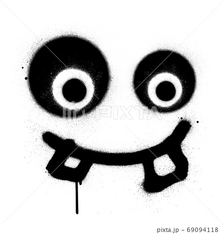 graffiti silly stare square icon sprayed over white 69094118