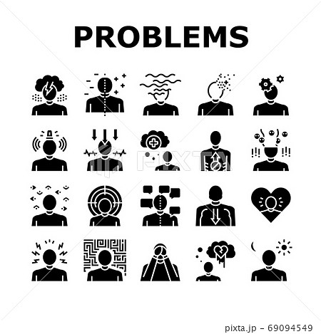 Psychological Problems Collection Icons Set Vector 69094549