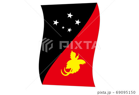 新世界の国旗2 3ver縦波形 パプアニューギニアのイラスト素材