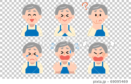 Senior man upper body set in apron (simple color) Senior man upper body set in apron (simple color) 69095469