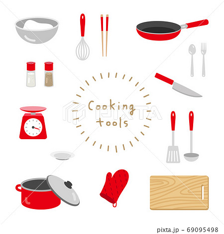 キッチンツールセット 料理道具のイラスト素材