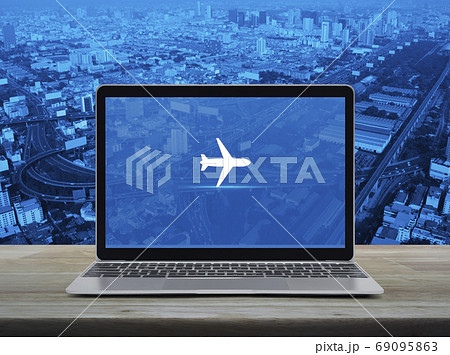 Business airplane transportation online concept 69095863