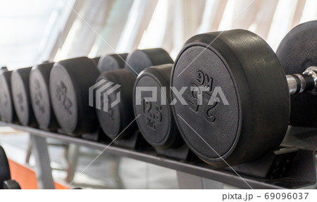 sports equipment in the hall 69096037