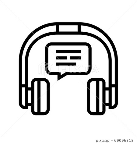Listening Music Earphones Line Icon Vector のイラスト素材