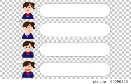 セリフ枠付きブレザー女子上半身セット シンプルカラー のイラスト素材