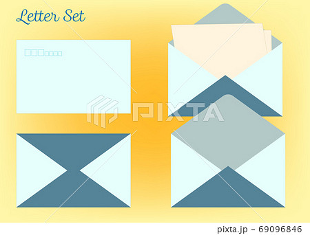手紙の表と裏 開封 未開封のシンプルなイラストのイラスト素材