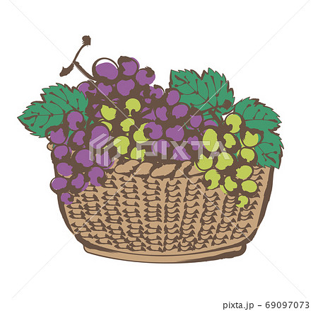 秋の味覚 かごに入ったぶどうのイラスト素材 秋の味覚 かごに入ったぶどうのイラスト素材