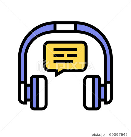 Listening Music Earphones Color Icon Vector のイラスト素材