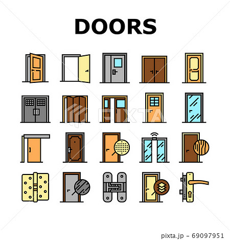 Interior Doors Types Collection Icons Set Vector 69097951
