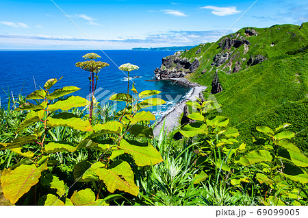 北海道積丹半島　積丹ブルーの神威岬 69099005