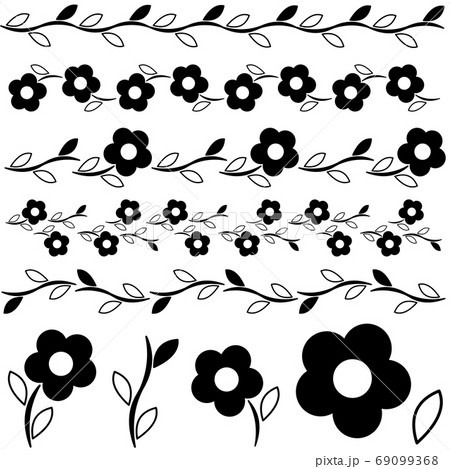 小花のラインセットのイラスト素材