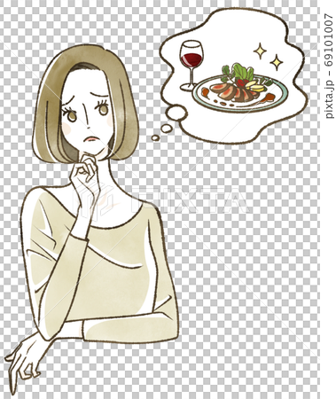 食事のことを考えている女性 69101007