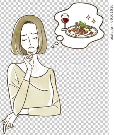 食事のことを考えている女性 69101016