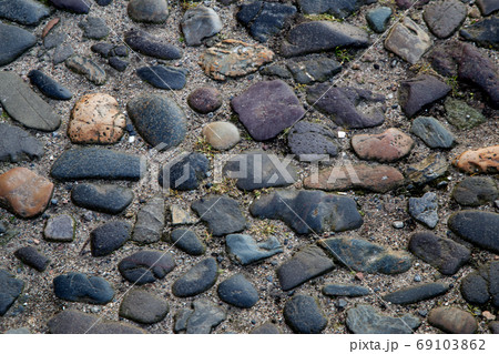Old Cobbled Footpath Close Up View Old Cobbled Footpath Close Up View 69103862